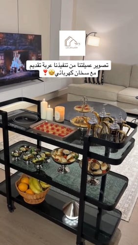 عربة تقديم مع سخان كهربائي