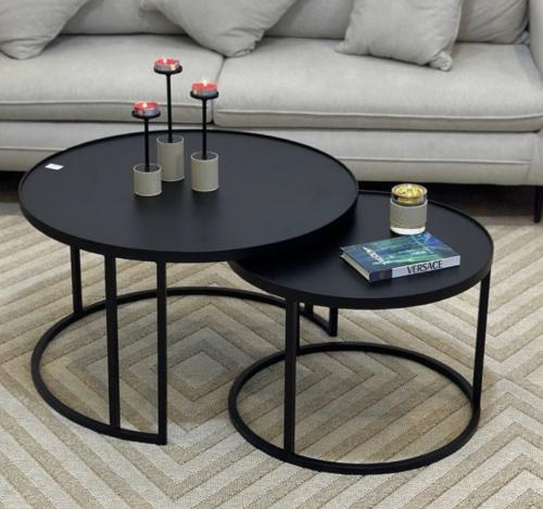 طقم طاولتين حديد بلون اسود