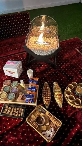 مدفأة ديكور بمادة الايثانول لون أسود حجم كبير