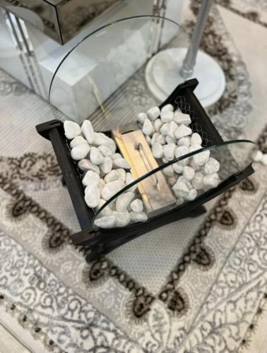 مدفأة ديكور وسط بمادة الايثانول خشب لون اسود