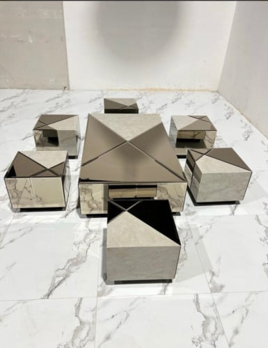 طقم طاولات كلاسيكي ارضي مع 6 خدمة