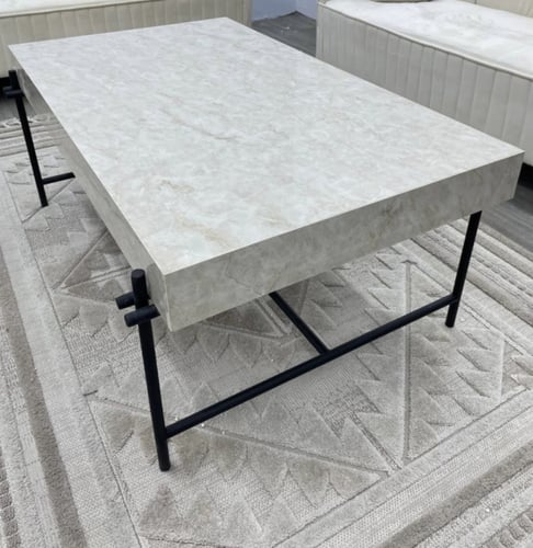 طقم طاولات بديل الرخام مع زجاج