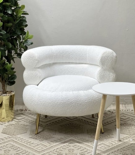 كرسي بوكليه -ابيض (ارجل ذهبي)