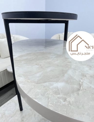 طقم طاولات بديل الرخام مع زجاج