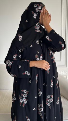 عباية شيفون مبطنة تطريز كمبيوتر قصة عادية ستريت