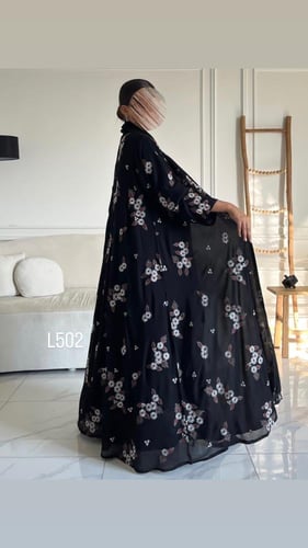 عباية شيفون مبطنة تطريز كمبيوتر قصة عادية ستريت