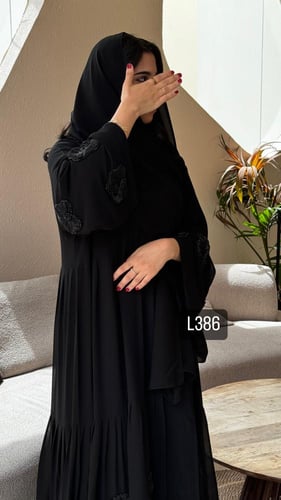 عباية شيفون شك يدوي قصة عادية