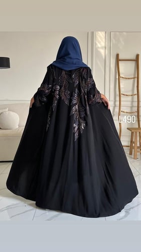 عباية كريب سبشل تطريز كمبيوتر مع ترتر قصة عادية ست...