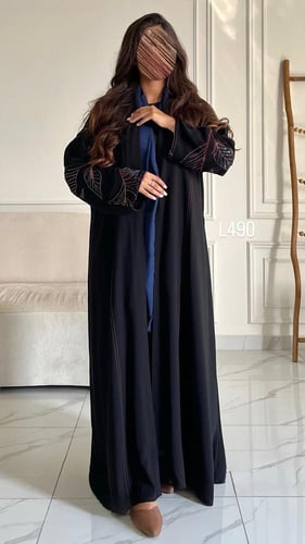 عباية كريب سبشل تطريز كمبيوتر مع ترتر قصة عادية ست...