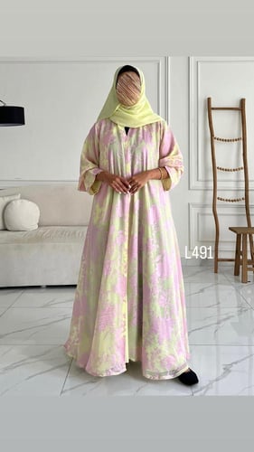 عباية شيفون مبطنة قصة عادية ستريت