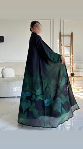 عباية شيفون مبطنة قصة عادية ستريت