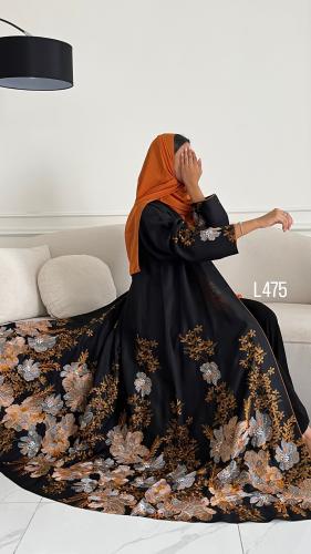 عباية لنن تطريز كمبيوتر مع كرستال قصة عادية ستريت