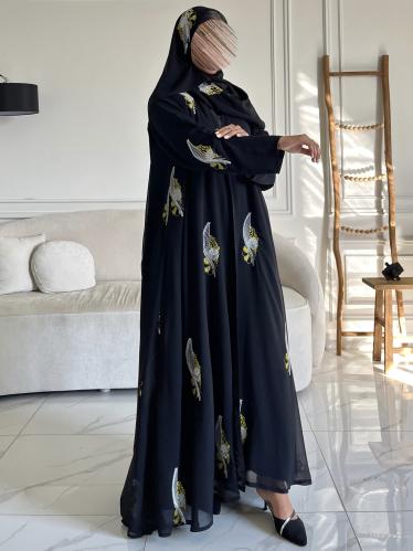 عباية شيفون مبطنة تطريز كمبيوتر قصة عادية ستريت