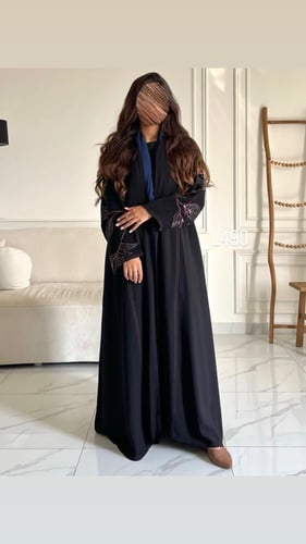 عباية كريب سبشل تطريز كمبيوتر مع ترتر قصة عادية ست...