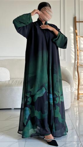 عباية شيفون مبطنة قصة عادية ستريت