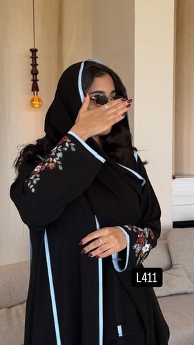 عباية كريب سبشل تطريز كمبيوتر مع ترتر قصة عادية ست...