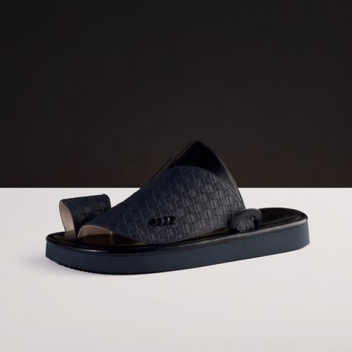 حذاء شرقي منقوش جلد الماني فخم لون كحلي تصميم فاخر...