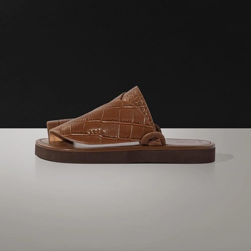 نعال شرقي رجالي جلد الماني فاخر بني فاتح MR618