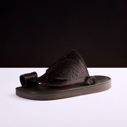 حذاء شرقي فاخر جلد طبيعي على نسق جلد النعام لون رص...