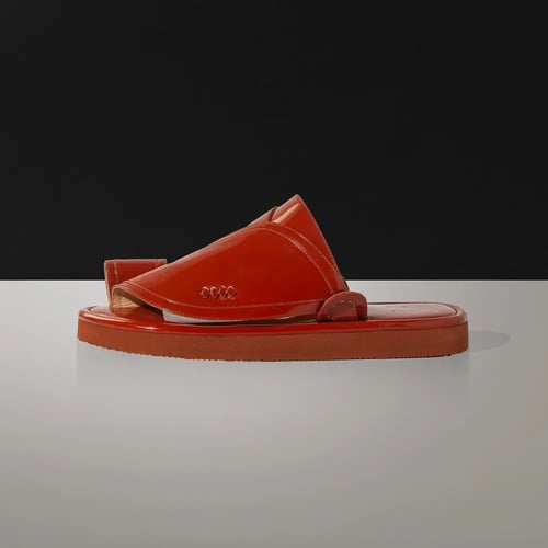 حذاء شرقي رجالي جلد الماني فاخر قرميدي MR617