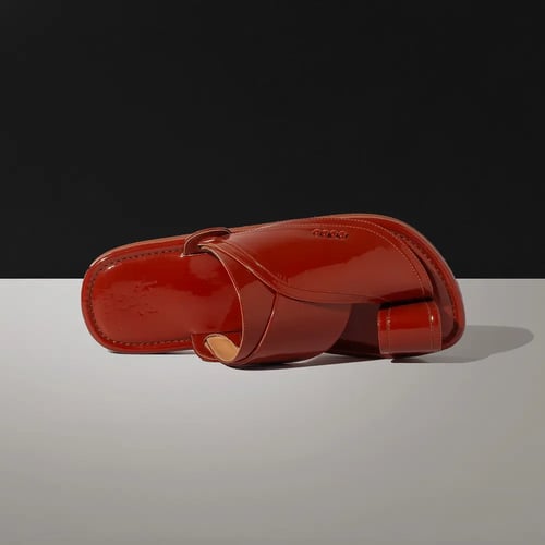 حذاء شرقي رجالي جلد الماني فاخر قرميدي MR617