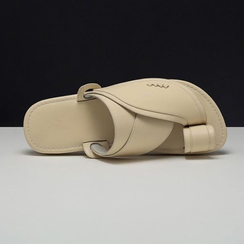 حذاء جلد طبيعي رجالي بيج MK37