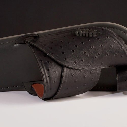 حذاء شرقي فاخر جلد طبيعي على نسق جلد النعام لون رص...