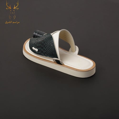 حذاء شرقي جلد الثعبان طبيعي لون زيتي سكري mO2023