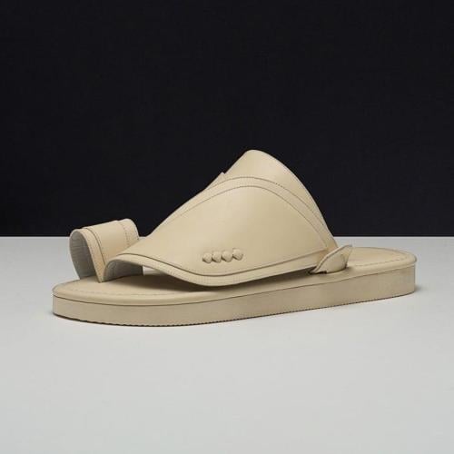 حذاء جلد طبيعي رجالي بيج MK37