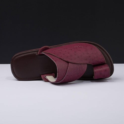 حذاء شرقي عنابي جلد طبيعي MR310