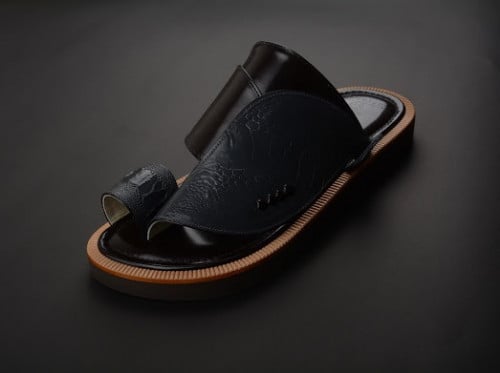 حذاء شرقي جلد ساق النعام طبيعي لون رصاصي بني