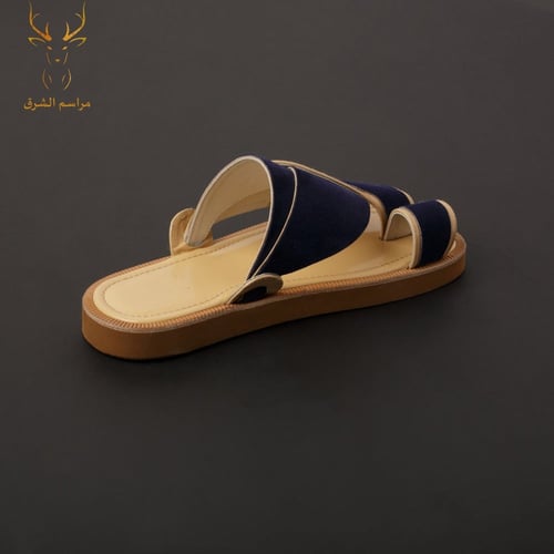 حذاء شرقي جلد طبيعي مخمل لون كحليMS468