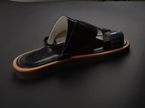 حذاء شرقي جلد ساق النعام طبيعي لون رصاصي بني