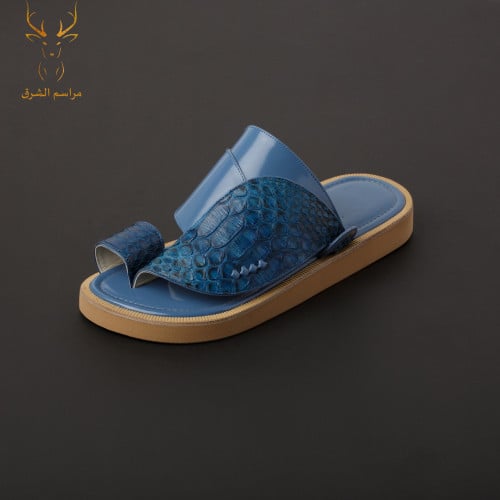 حذاء شرقي جلد طبيعي لون تركوازي MH197