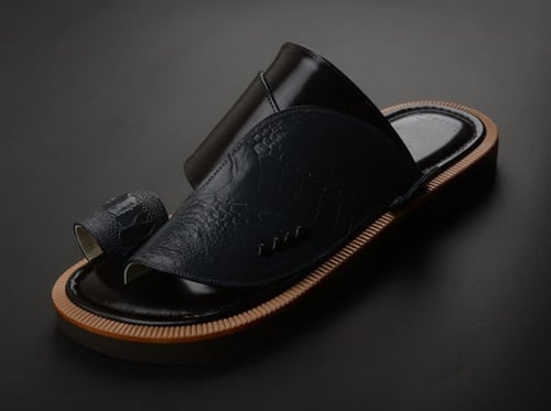 حذاء شرقي جلد ساق النعام طبيعي لون رصاصي بني