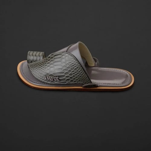 حذاء شرقي جلد طبيعي رصاصي ساق نعام MS483