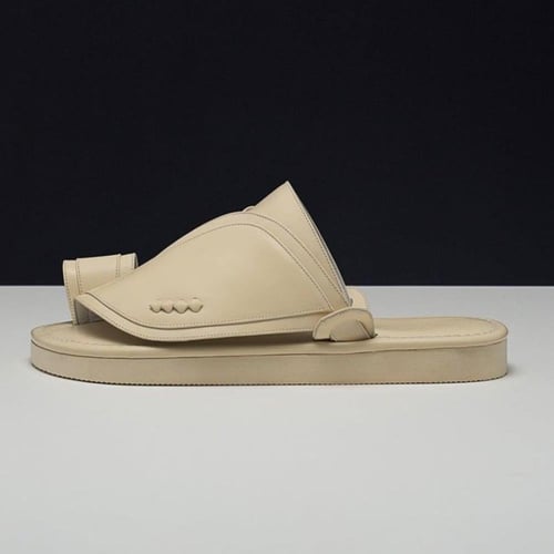 حذاء جلد طبيعي رجالي بيج MK37