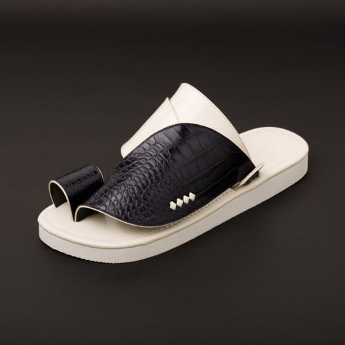 حذاء شرقي جلد طبيعي لون كحلي ايطالي MH111