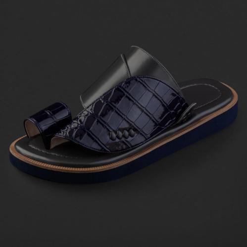 حذاء شرقي طبع بشكل تمساح لون كحلي علا رصاصي