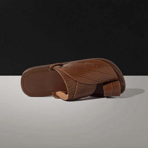 نعال شرقي رجالي جلد الماني فاخر بني فاتح MR618