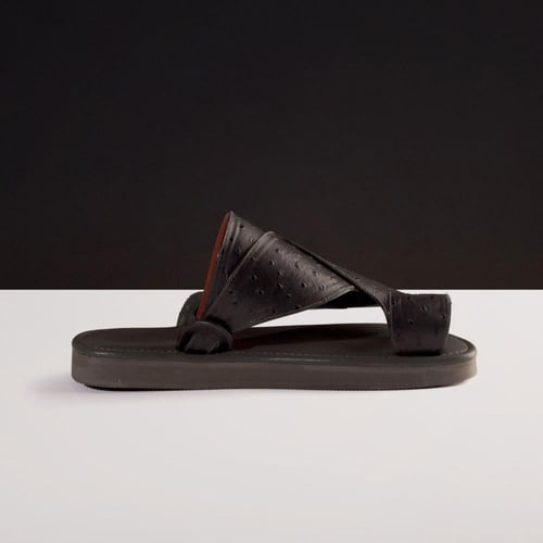 حذاء شرقي فاخر جلد طبيعي على نسق جلد النعام لون رص...