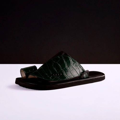حذاء شرقي نقش تمساح لون أخضر اسود MA197