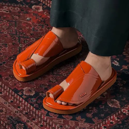 حذاء شرقي رجالي جلد الماني فاخر قرميدي MR617