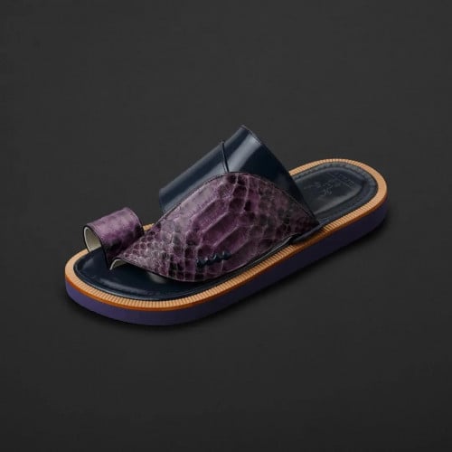 حذاء شرقي جلد طبيعي ثعبان كحلي MH191