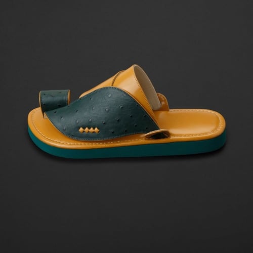 حذاء شرقي جلد العجل الطبيعي بطبعه جلد النعام لون ز...