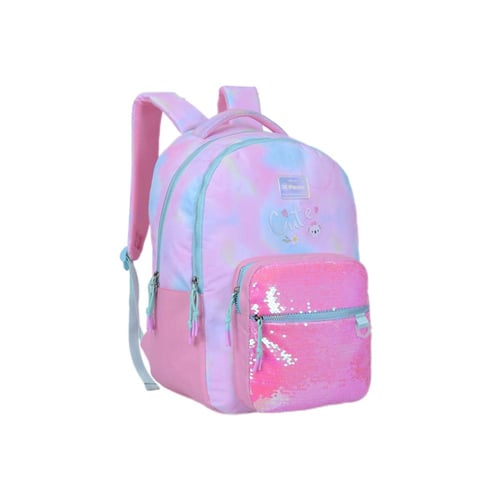 بوز شنطةظهر18"مع مقلمية وردي فاتح بعبارة