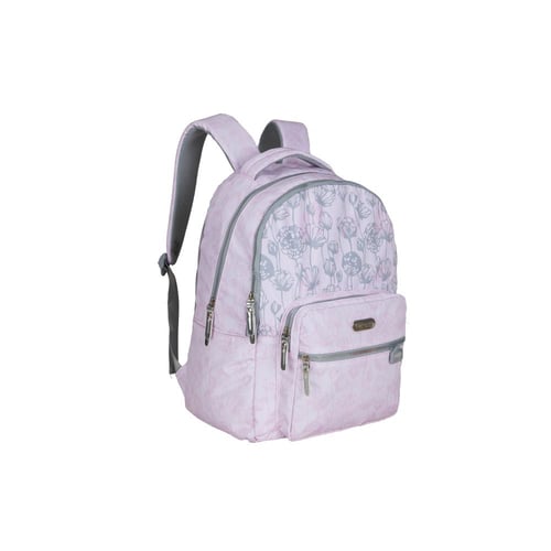 بوز شنطة ظهر18"مع مقلمية ورود بلون فاتح