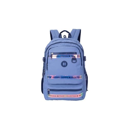 بوز شنطةظهر18" رمادي ثلاث خطوط ومقلمية