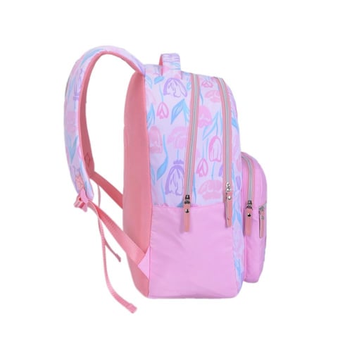 بوز شنطة ظهر18"مع مقلمية ورود وردي