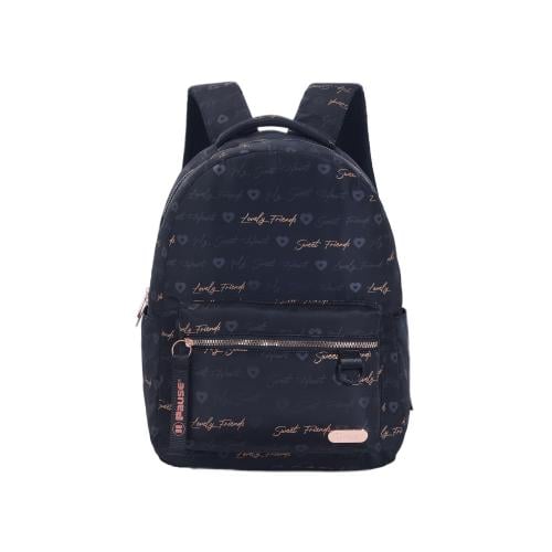 بوز شنطة ظهر17"مع مقلميةاسود وردي قلوب